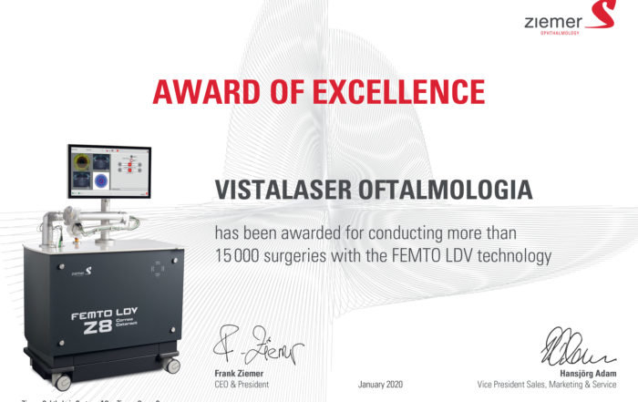 Award of Excellence Vistalaser Oftalmologia