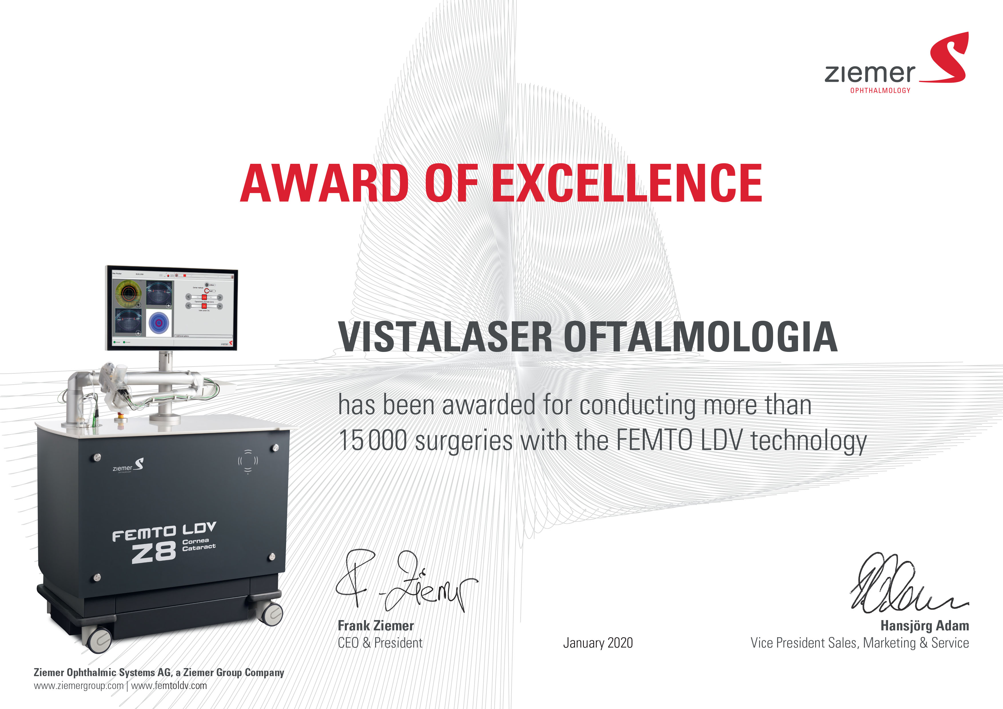 Award of Excellence Vistalaser Oftalmologia